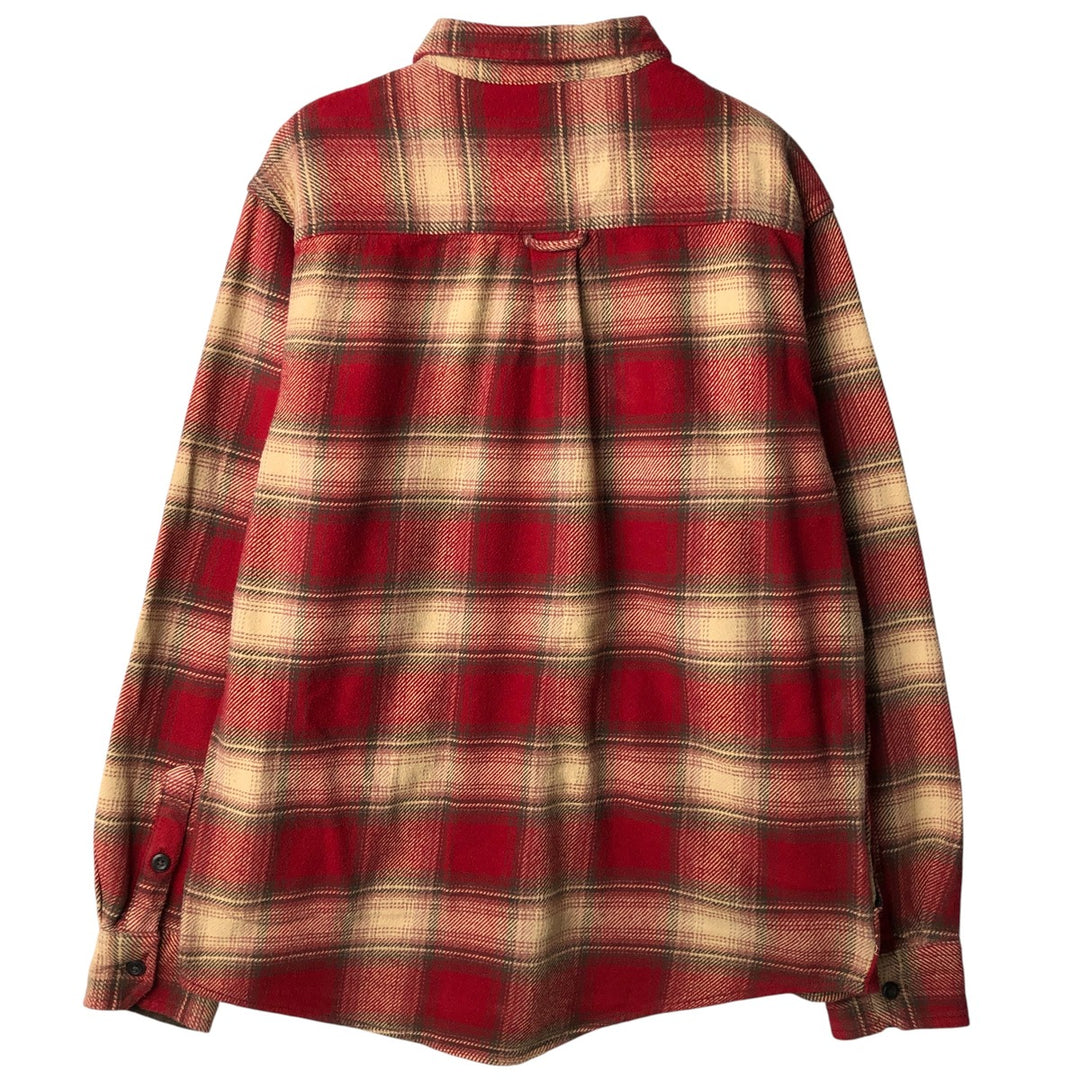ORVIS Ombre Check Long Sleeve Flannel Check Shirt, Men's Size L cotton red type Vintage Second Hand