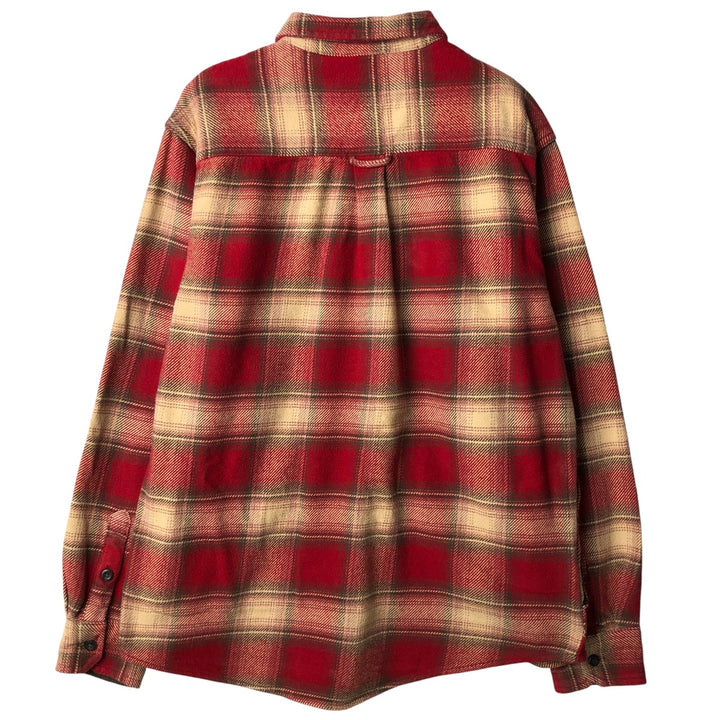 ORVIS Ombre Check Long Sleeve Flannel Check Shirt, Men's Size L cotton red type Vintage Second Hand