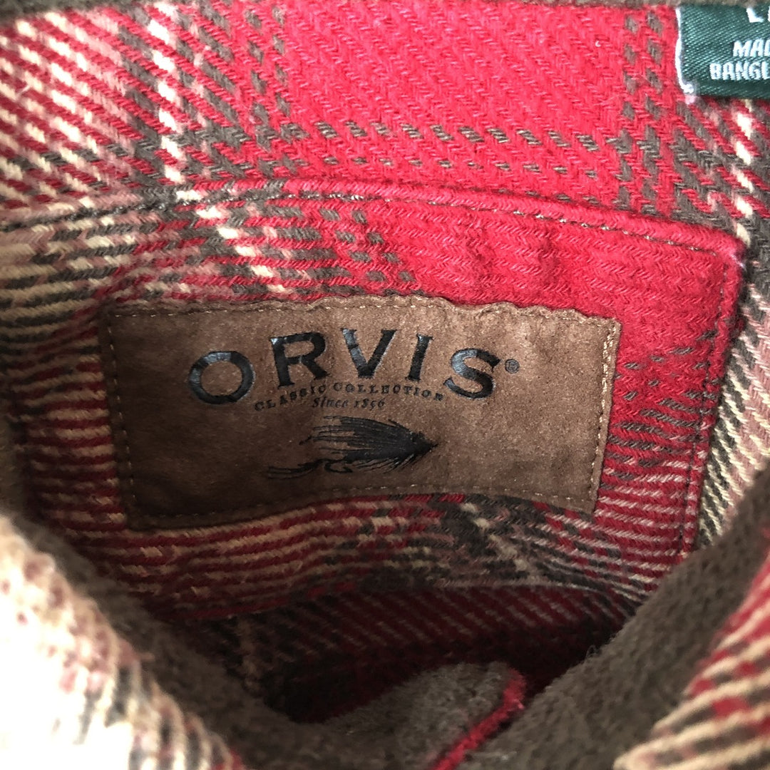 ORVIS Ombre Check Long Sleeve Flannel Check Shirt, Men's Size L cotton red type Vintage Second Hand