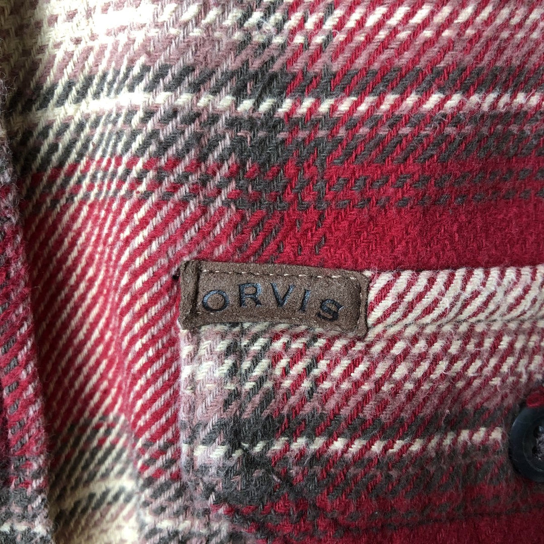 ORVIS Ombre Check Long Sleeve Flannel Check Shirt, Men's Size L cotton red type Vintage Second Hand