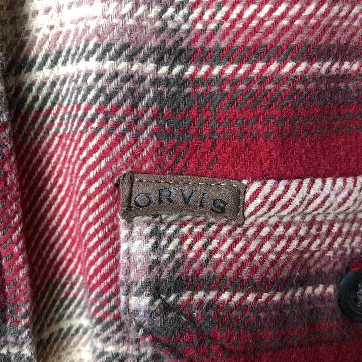 ORVIS Ombre Check Long Sleeve Flannel Check Shirt, Men's Size L cotton red type Vintage Second Hand