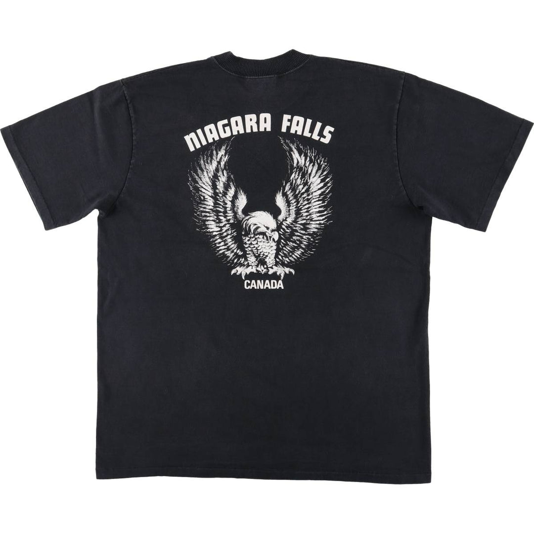 Harley-Davidson Eagle Pattern Motorcycle Bike T-shirt Men's L size unclear black type Vintage Second Hand