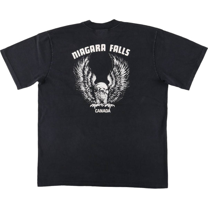Harley-Davidson Eagle Pattern Motorcycle Bike T-shirt Men's L size unclear black type Vintage Second Hand