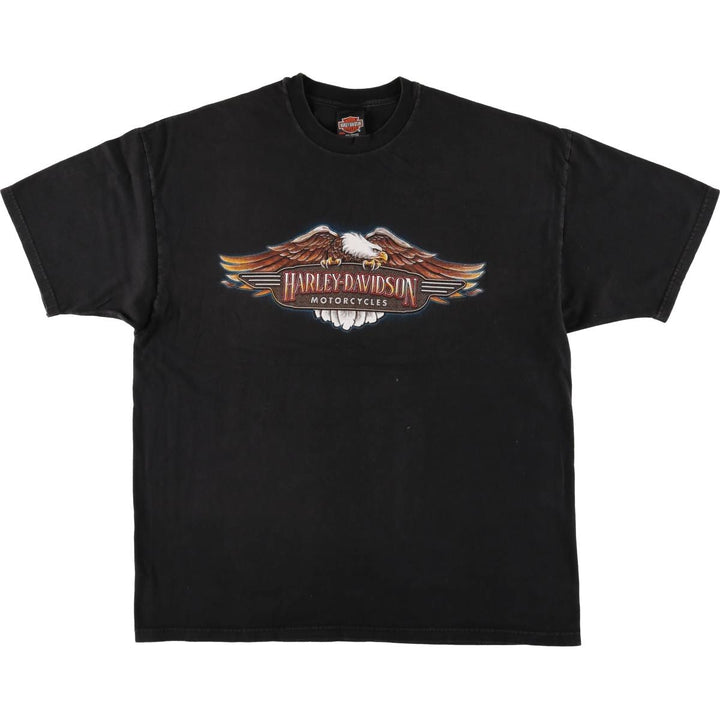 Harley-Davidson Eagle Pattern Motorcycle Bike T-shirt Made in USA Men's XXL cotton black type Vintage Second Hand