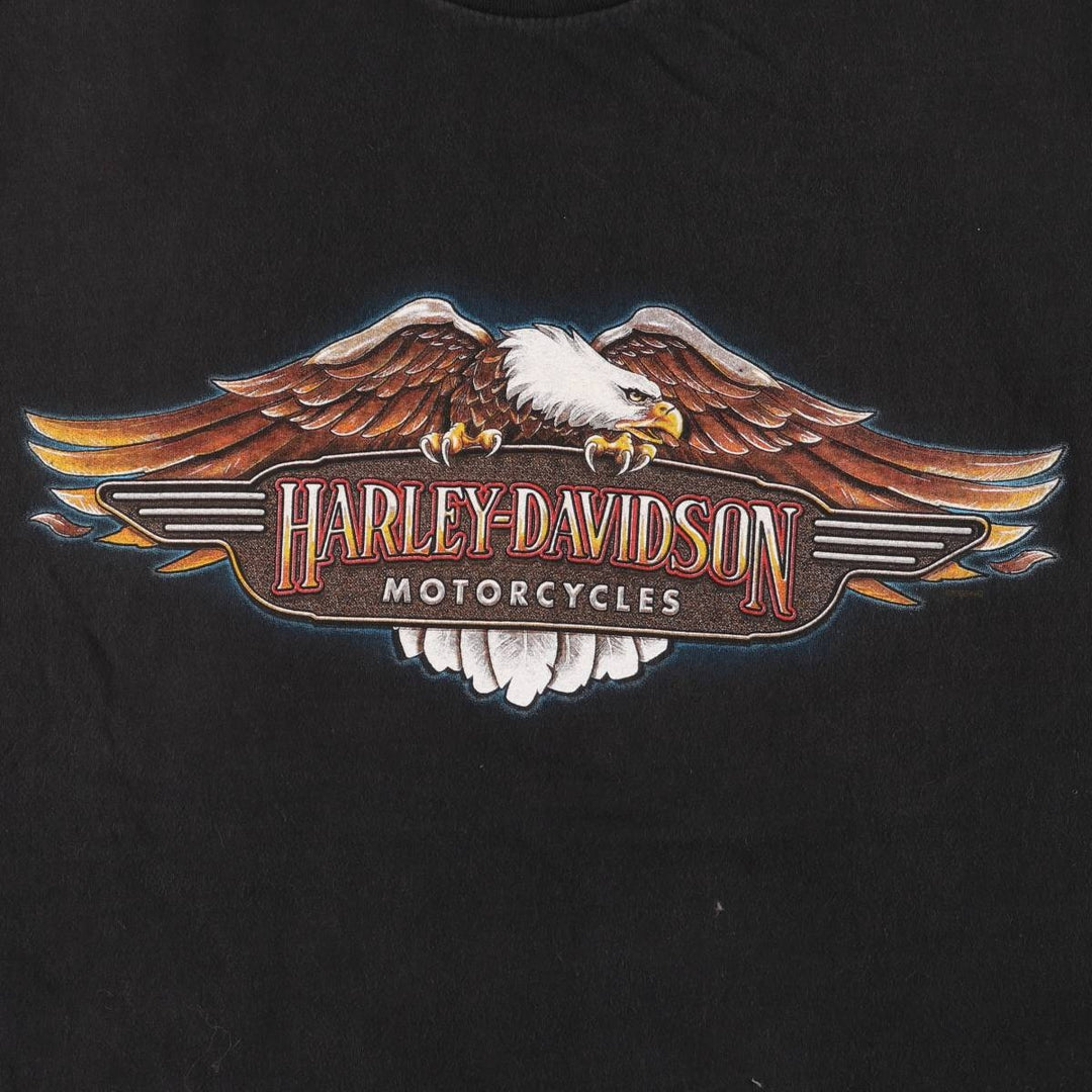 Harley-Davidson Eagle Pattern Motorcycle Bike T-shirt Made in USA Men's XXL cotton black type Vintage Second Hand