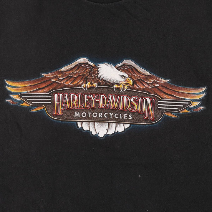 Harley-Davidson Eagle Pattern Motorcycle Bike T-shirt Made in USA Men's XXL cotton black type Vintage Second Hand
