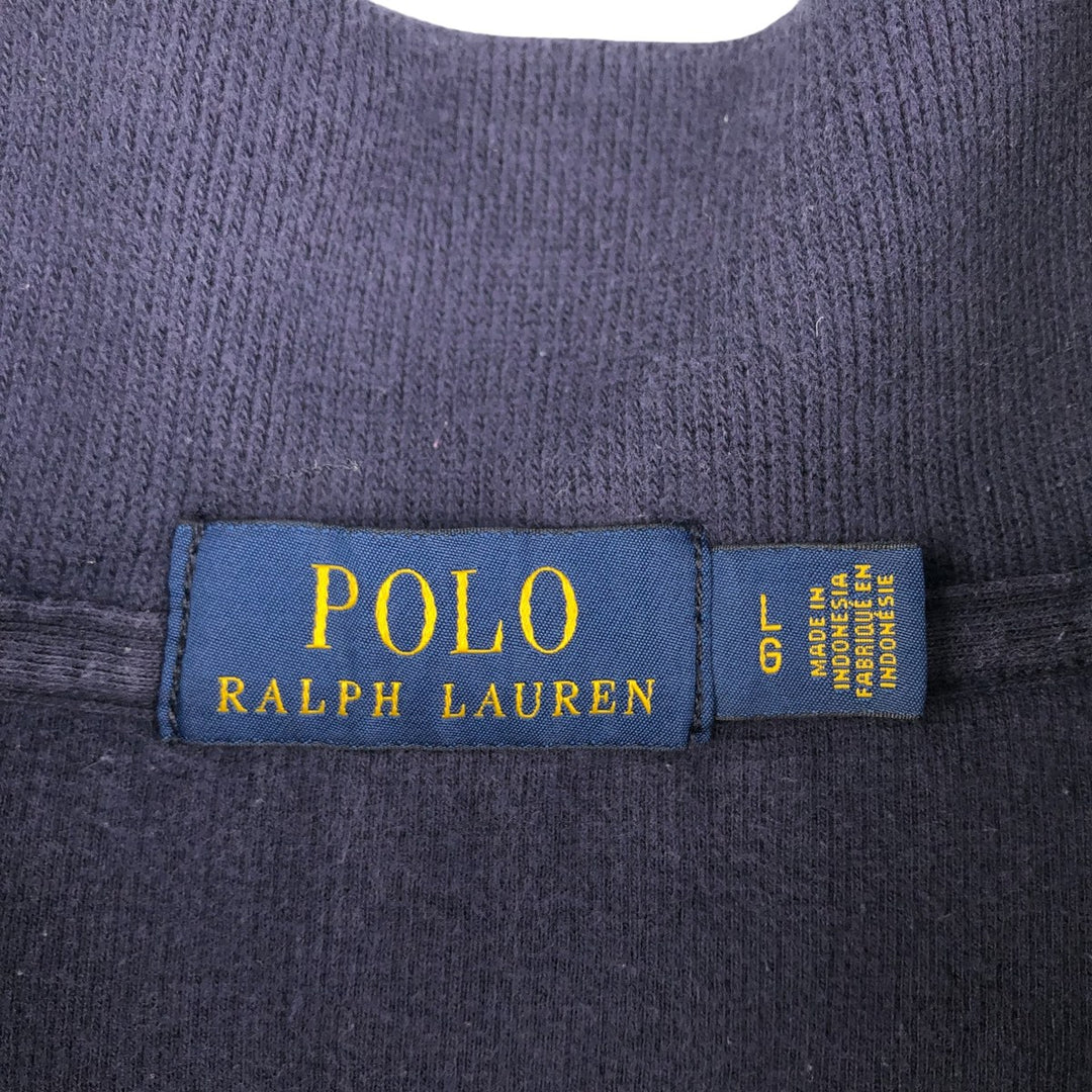 Ralph Lauren Half-Zip Sweatshirt, Men's Size L cotton navy blue type Vintage Second Hand