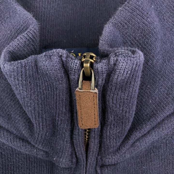 Ralph Lauren Half-Zip Sweatshirt, Men's Size L cotton navy blue type Vintage Second Hand