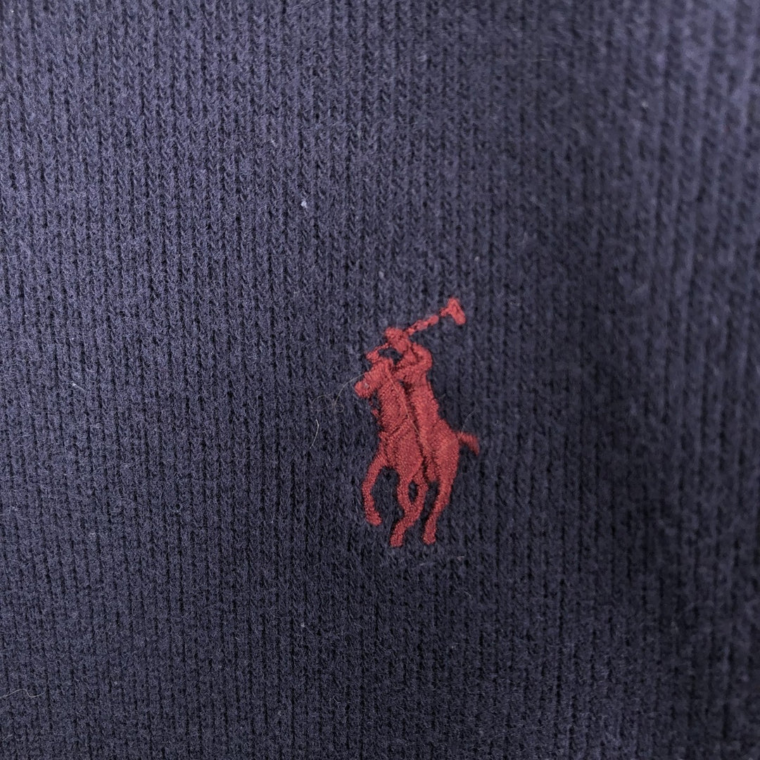 Ralph Lauren Half-Zip Sweatshirt, Men's Size L cotton navy blue type Vintage Second Hand