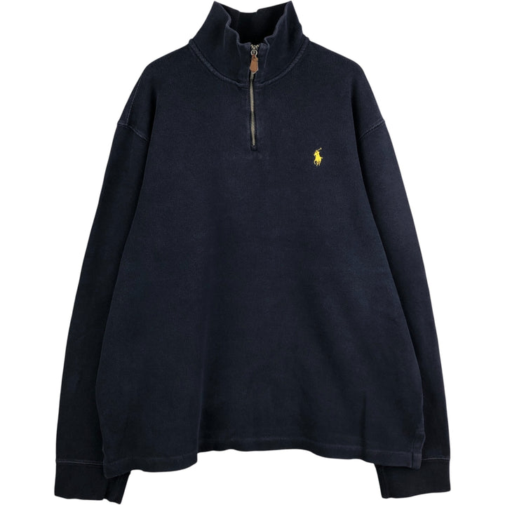 Ralph Lauren POLO by Ralph Lauren Half-Zip Sweatshirt, Men's XL cotton navy blue type Vintage Second Hand