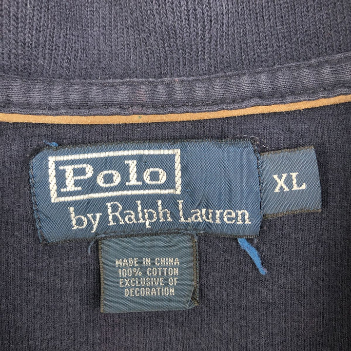 Ralph Lauren POLO by Ralph Lauren Half-Zip Sweatshirt, Men's XL cotton navy blue type Vintage Second Hand