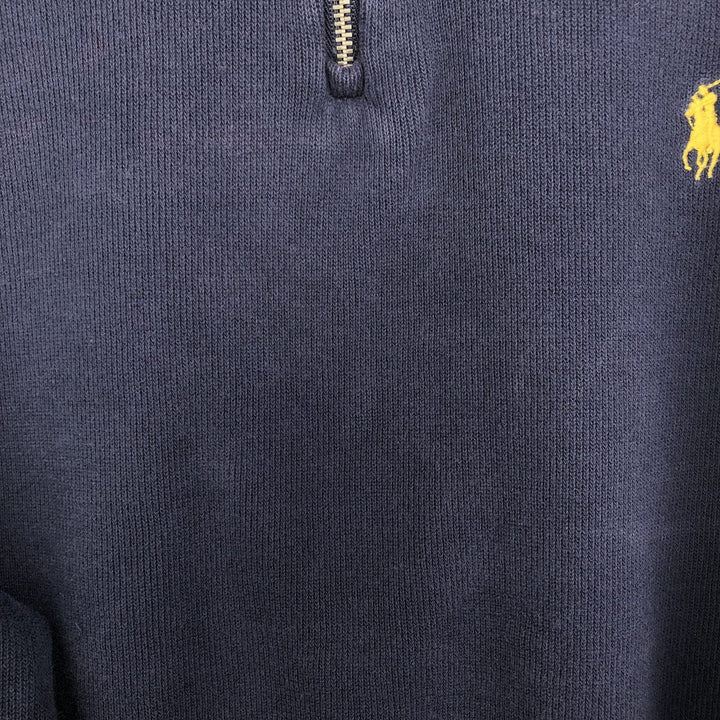 Ralph Lauren POLO by Ralph Lauren Half-Zip Sweatshirt, Men's XL cotton navy blue type Vintage Second Hand