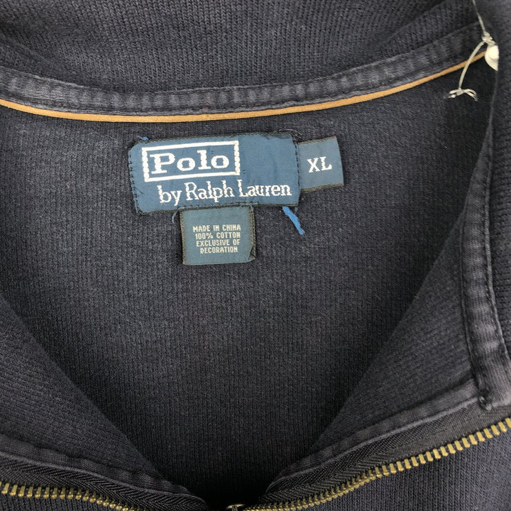Ralph Lauren POLO by Ralph Lauren Half-Zip Sweatshirt, Men's XL cotton navy blue type Vintage Second Hand