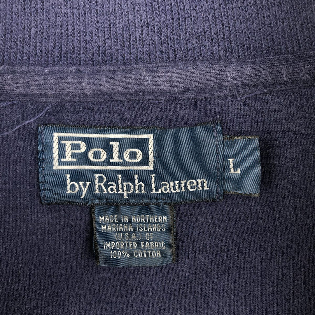 Ralph Lauren POLO by Ralph Lauren Half-Zip Sweatshirt, Men's Size L cotton navy blue type Vintage Second Hand