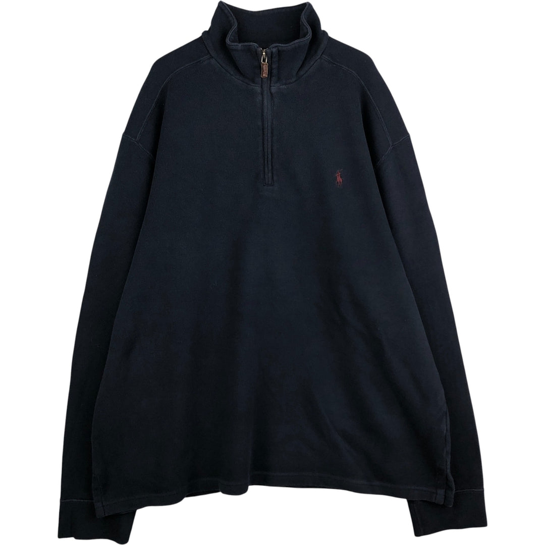 Ralph Lauren POLO by Ralph Lauren Half-Zip Sweatshirt, Men's XL cotton navy blue type Vintage Second Hand