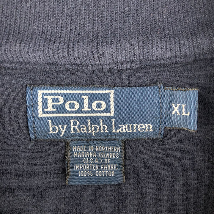 Ralph Lauren POLO by Ralph Lauren Half-Zip Sweatshirt, Men's XL cotton navy blue type Vintage Second Hand