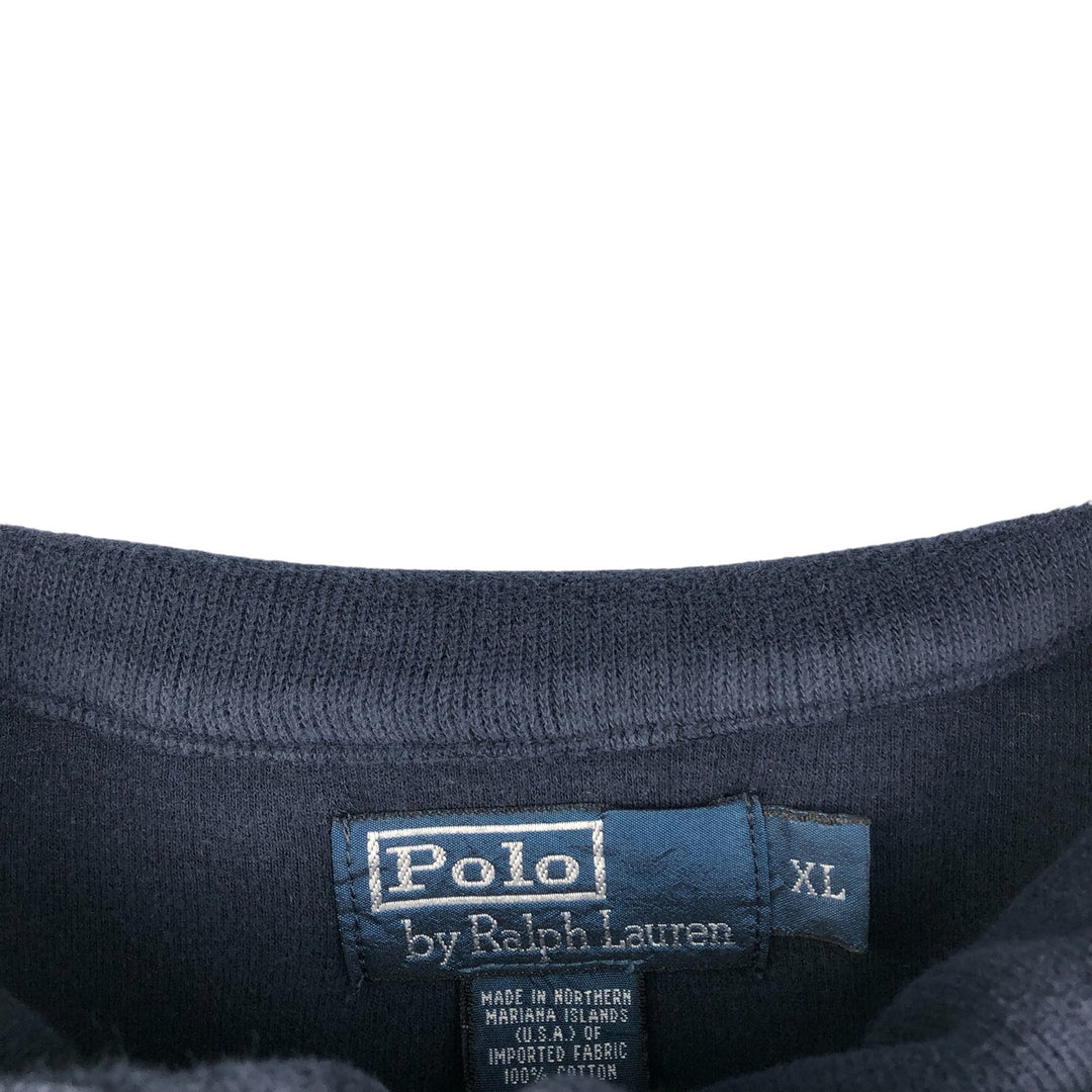 Ralph Lauren POLO by Ralph Lauren Half-Zip Sweatshirt, Men's XL cotton navy blue type Vintage Second Hand