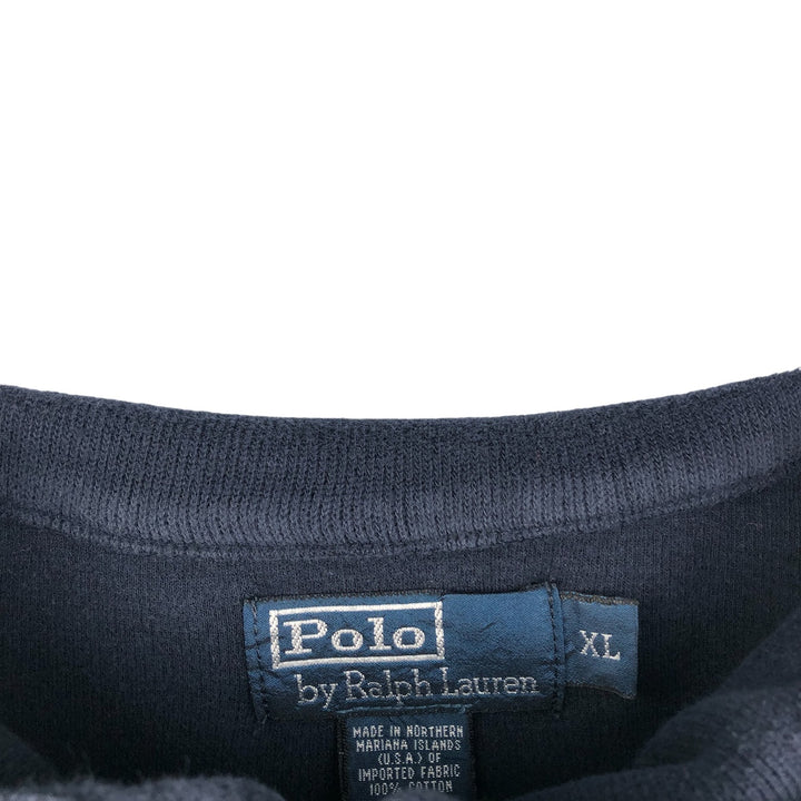 Ralph Lauren POLO by Ralph Lauren Half-Zip Sweatshirt, Men's XL cotton navy blue type Vintage Second Hand