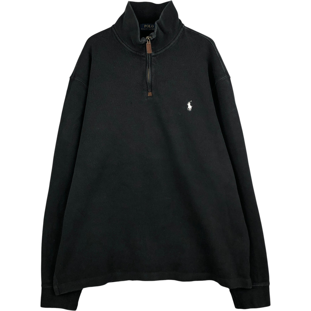 Ralph Lauren POLO RALPH LAUREN Half-zip sweatshirt, sweatshirt, men's size L cotton black type Vintage Second Hand
