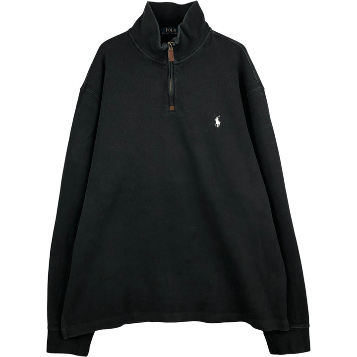 Ralph Lauren POLO RALPH LAUREN Half-zip sweatshirt, sweatshirt, men's size L cotton black type Vintage Second Hand