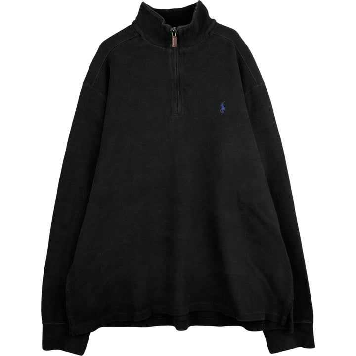 Ralph Lauren POLO by Ralph Lauren Half-Zip Sweatshirt, Men's XL cotton black type Vintage Second Hand