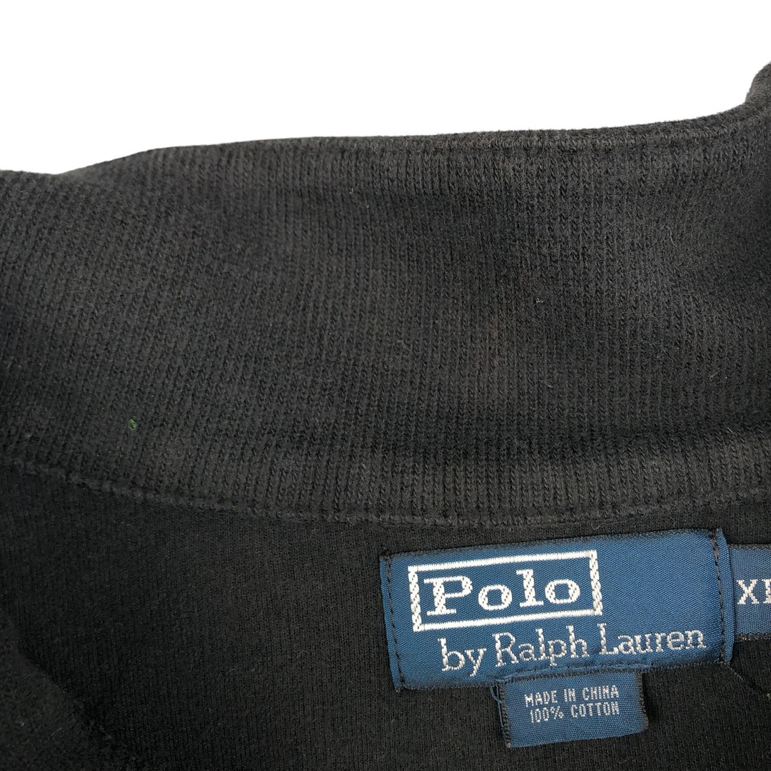 Ralph Lauren POLO by Ralph Lauren Half-Zip Sweatshirt, Men's XL cotton black type Vintage Second Hand