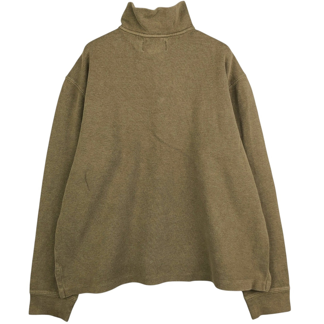 Ralph Lauren POLO by Ralph Lauren Half-Zip Sweatshirt, Men's M cotton Khaki type sage green Vintage Second Hand