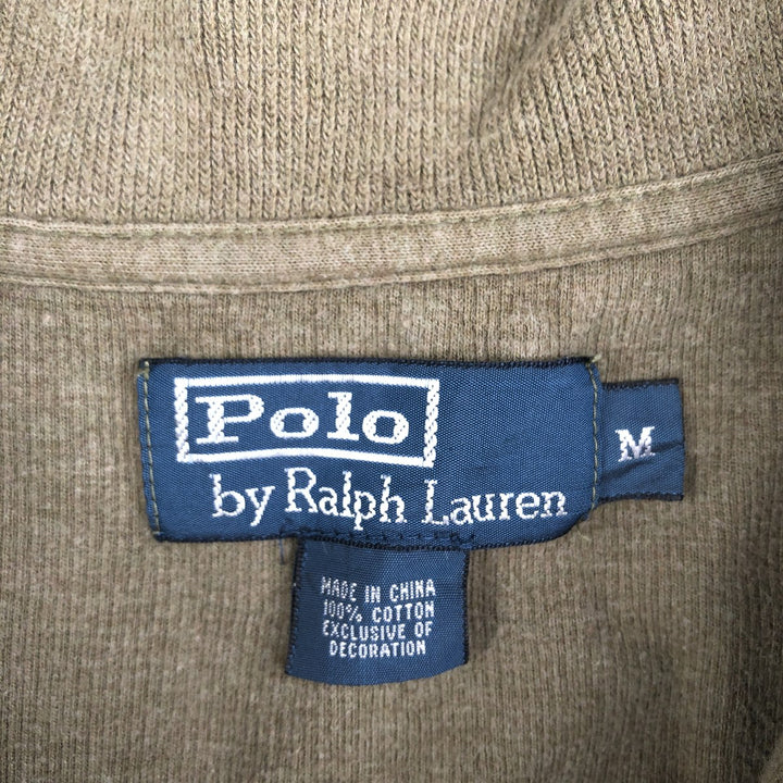 Ralph Lauren POLO by Ralph Lauren Half-Zip Sweatshirt, Men's M cotton Khaki type sage green Vintage Second Hand