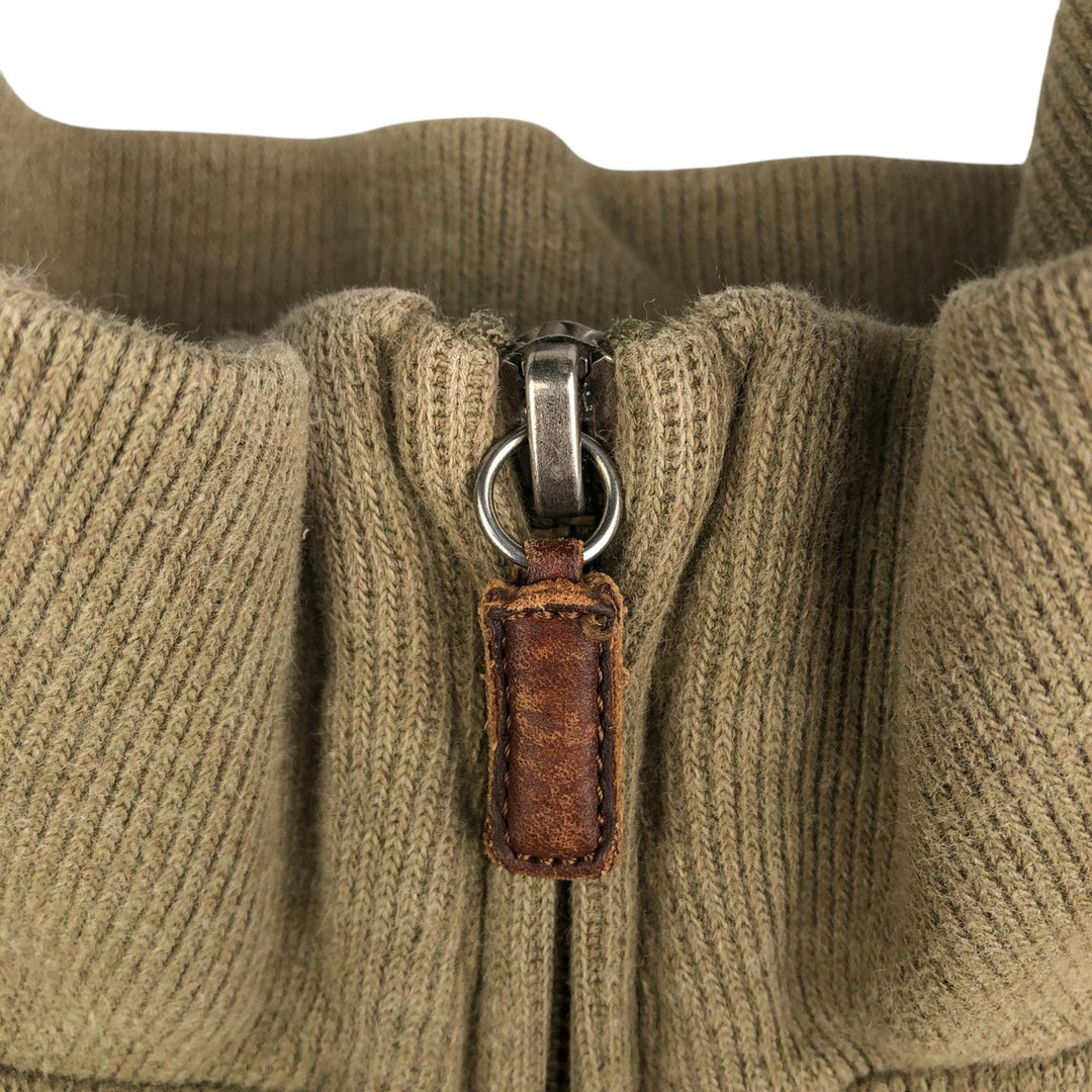 Ralph Lauren POLO by Ralph Lauren Half-Zip Sweatshirt, Men's M cotton Khaki type sage green Vintage Second Hand