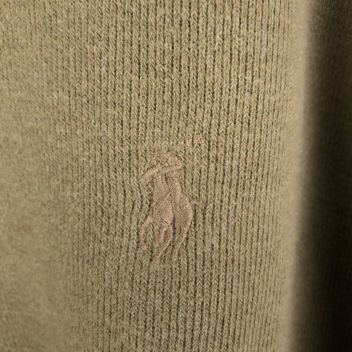 Ralph Lauren POLO by Ralph Lauren Half-Zip Sweatshirt, Men's M cotton Khaki type sage green Vintage Second Hand