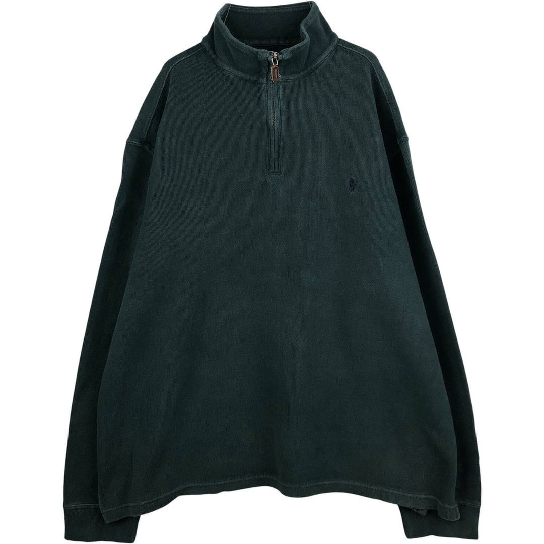 Ralph Lauren POLO by Ralph Lauren Half-Zip Sweatshirt, Men's XL cotton Green type dark green Vintage Second Hand