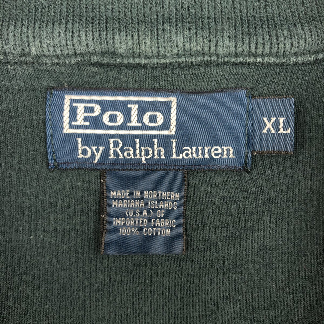 Ralph Lauren POLO by Ralph Lauren Half-Zip Sweatshirt, Men's XL cotton Green type dark green Vintage Second Hand
