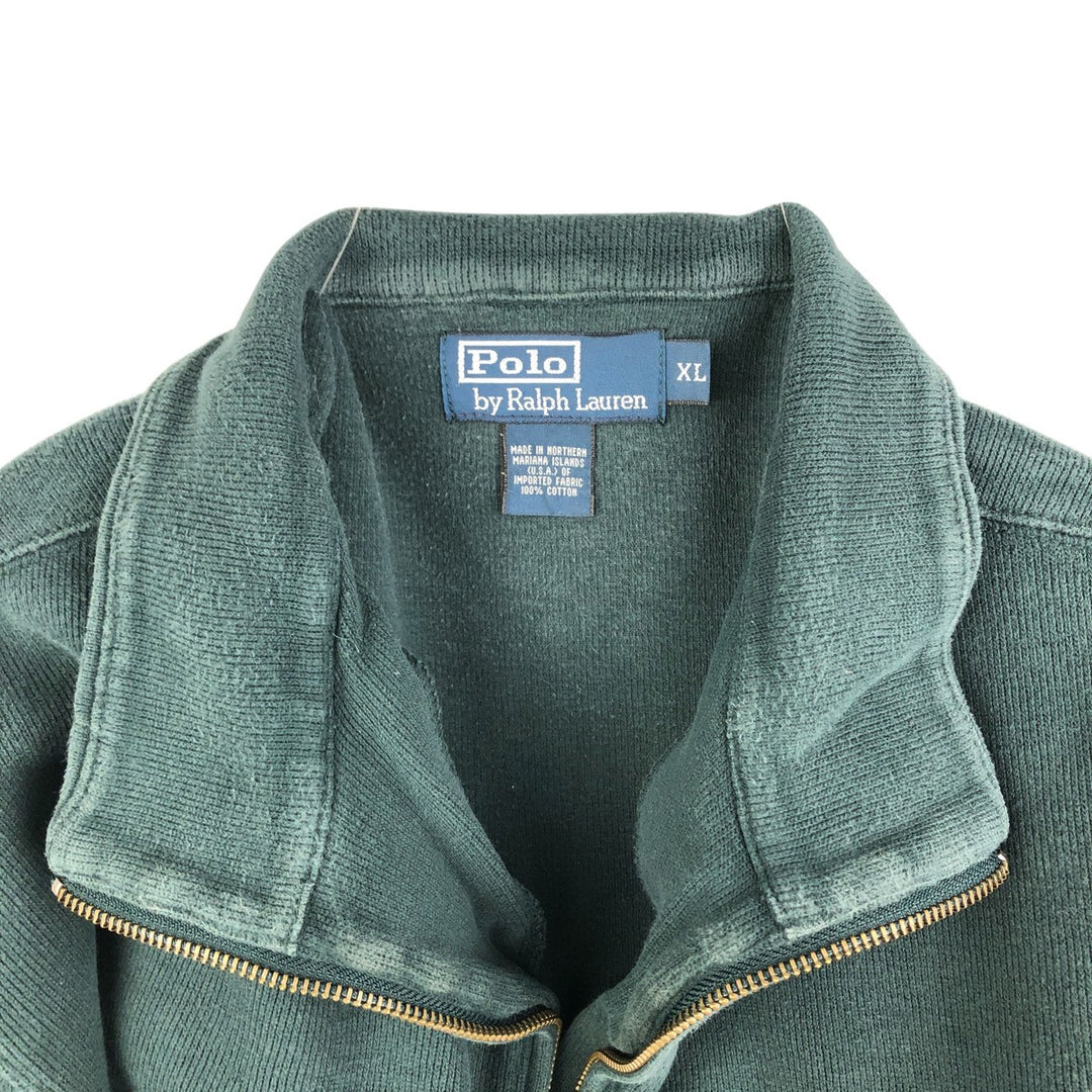 Ralph Lauren POLO by Ralph Lauren Half-Zip Sweatshirt, Men's XL cotton Green type dark green Vintage Second Hand