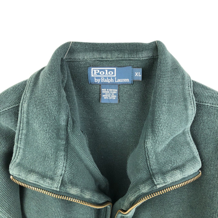 Ralph Lauren POLO by Ralph Lauren Half-Zip Sweatshirt, Men's XL cotton Green type dark green Vintage Second Hand
