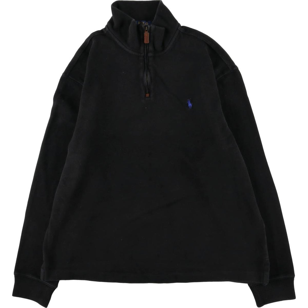 Ralph Lauren POLO Ralph Lauren half-zip sweatshirt, men's size M cotton black type Vintage Second Hand