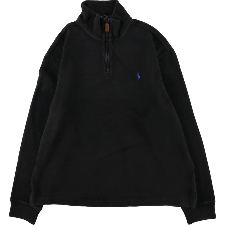 Ralph Lauren POLO Ralph Lauren half-zip sweatshirt, men's size M cotton black type Vintage Second Hand