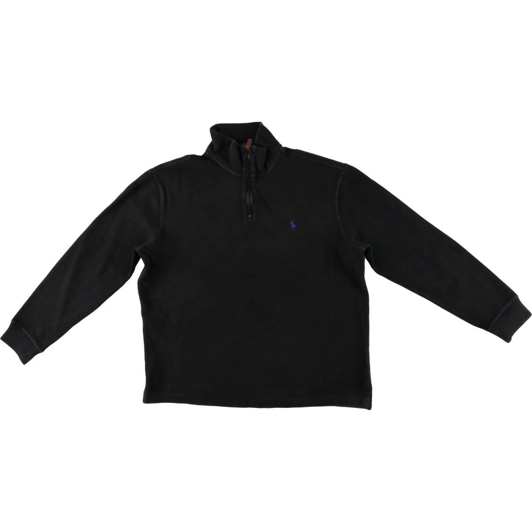 Ralph Lauren POLO Ralph Lauren half-zip sweatshirt, men's size M cotton black type Vintage Second Hand
