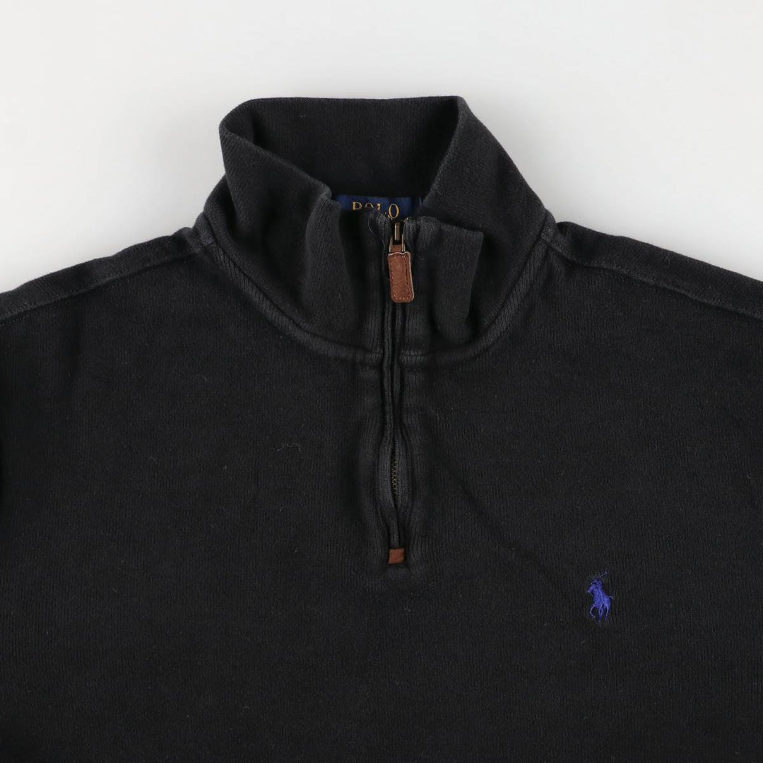 Ralph Lauren POLO Ralph Lauren half-zip sweatshirt, men's size M cotton black type Vintage Second Hand