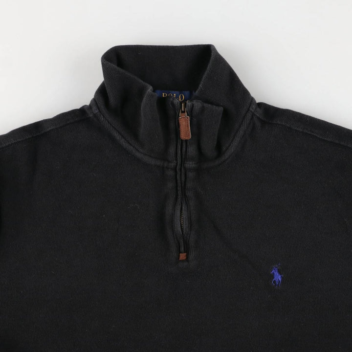 Ralph Lauren POLO Ralph Lauren half-zip sweatshirt, men's size M cotton black type Vintage Second Hand