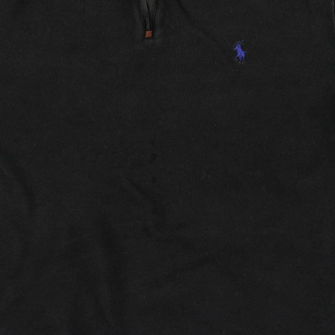 Ralph Lauren POLO Ralph Lauren half-zip sweatshirt, men's size M cotton black type Vintage Second Hand
