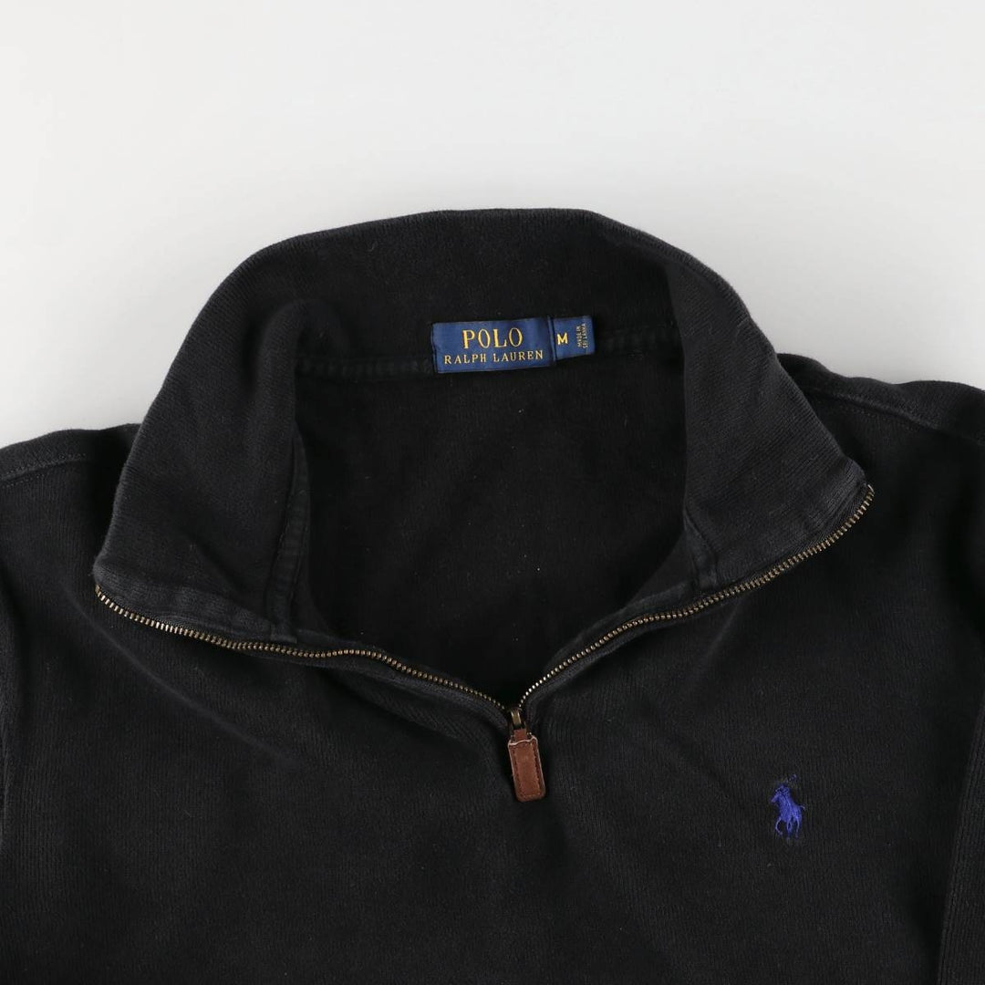 Ralph Lauren POLO Ralph Lauren half-zip sweatshirt, men's size M cotton black type Vintage Second Hand