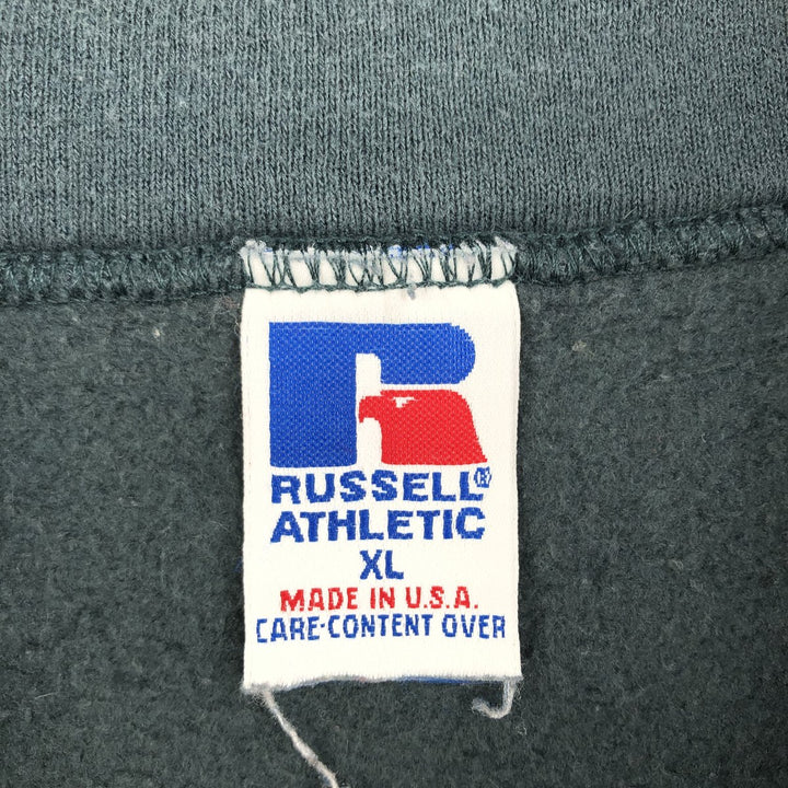 90'S Russell Half-Zip Sweatshirt, Made in USA, Men's XL, Vintage cotton Green type dark green Vintage Second Hand