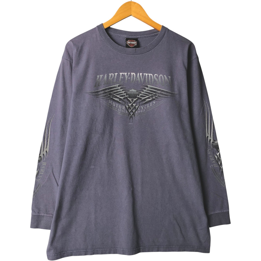 00'S Harley-Davidson Long Sleeve T-Shirt Made in USA Men's Size L unclear blue type Vintage Second Hand