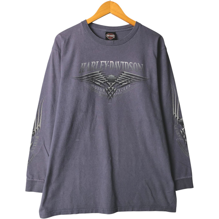 00'S Harley-Davidson Long Sleeve T-Shirt Made in USA Men's Size L unclear blue type Vintage Second Hand