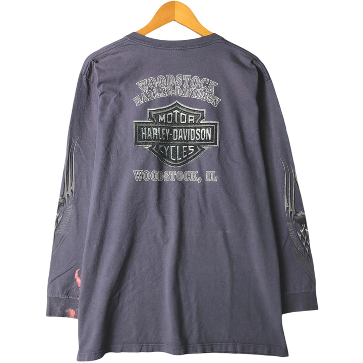 00'S Harley-Davidson Long Sleeve T-Shirt Made in USA Men's Size L unclear blue type Vintage Second Hand