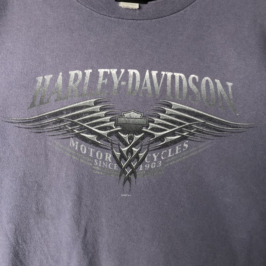 00'S Harley-Davidson Long Sleeve T-Shirt Made in USA Men's Size L unclear blue type Vintage Second Hand