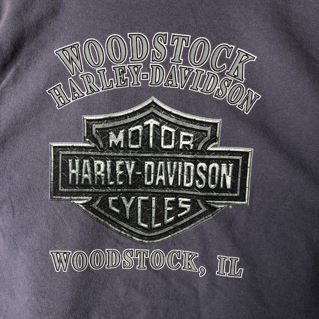 00'S Harley-Davidson Long Sleeve T-Shirt Made in USA Men's Size L unclear blue type Vintage Second Hand