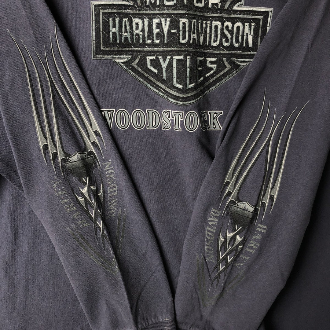00'S Harley-Davidson Long Sleeve T-Shirt Made in USA Men's Size L unclear blue type Vintage Second Hand