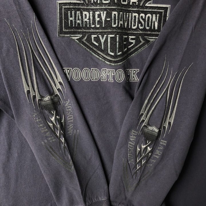 00'S Harley-Davidson Long Sleeve T-Shirt Made in USA Men's Size L unclear blue type Vintage Second Hand