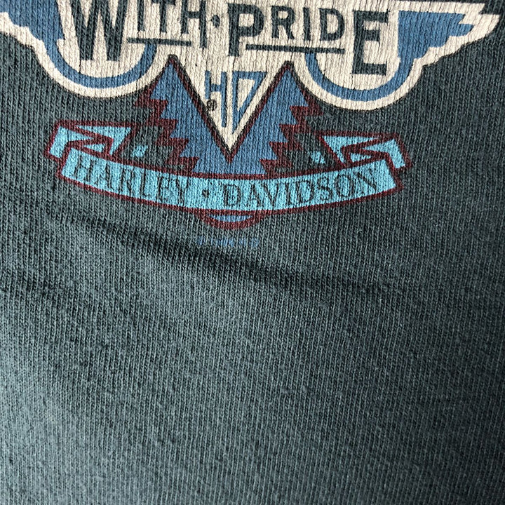 Vintage 90'S Harley-Davidson V-neck Motorcycle Long Sleeve T-Shirt, Made in USA, Men's Size Medium cotton Khaki type Vintage Second Hand